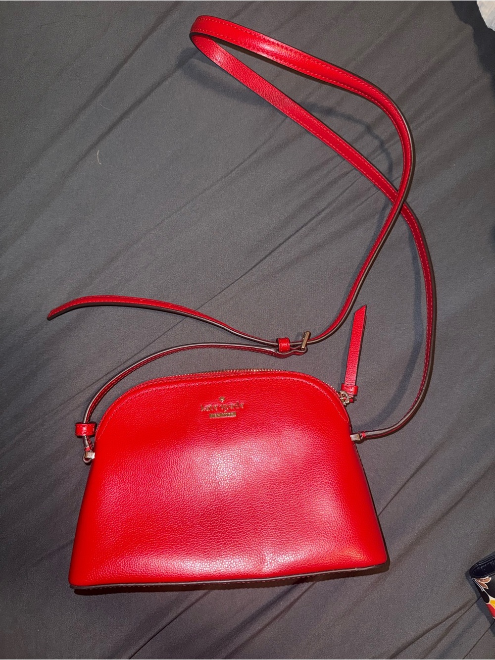kate spade Red Leather Dome Crossbody with Gold Logo